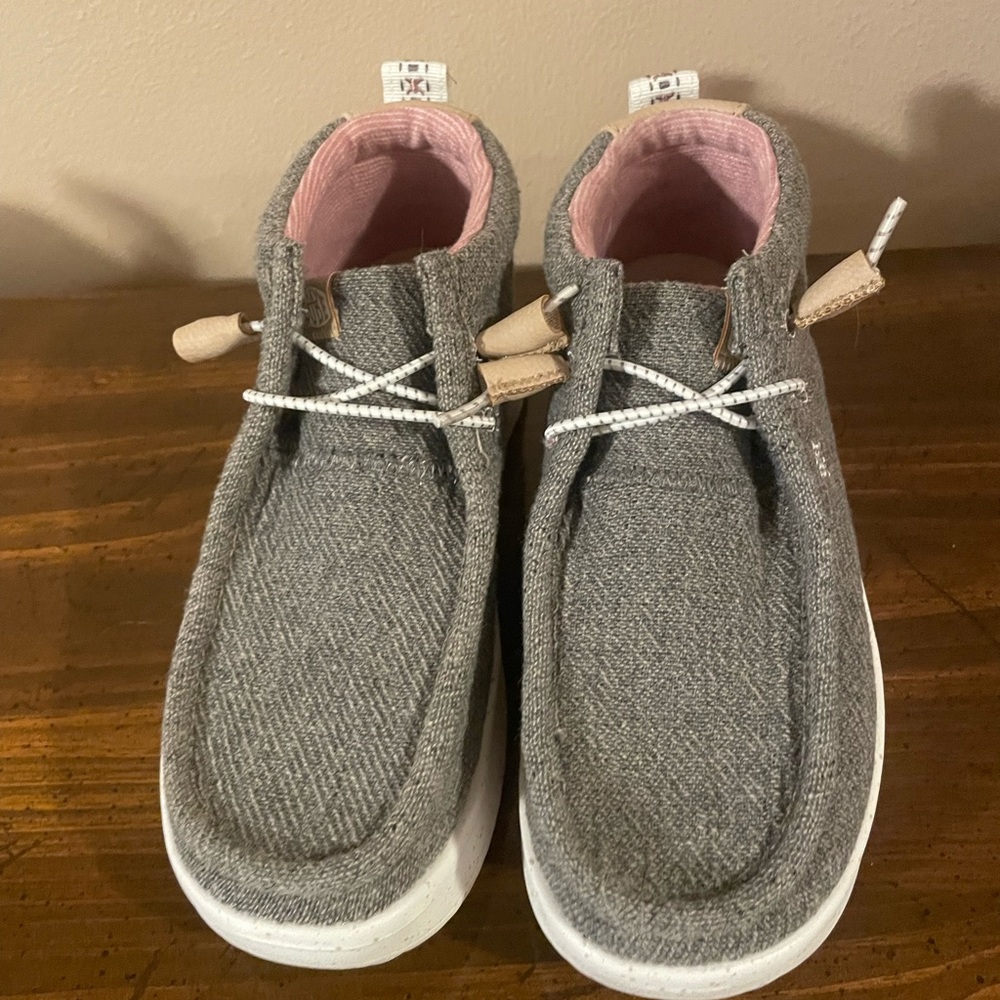 Hey Dude Gray Moccasins with Pink Interior